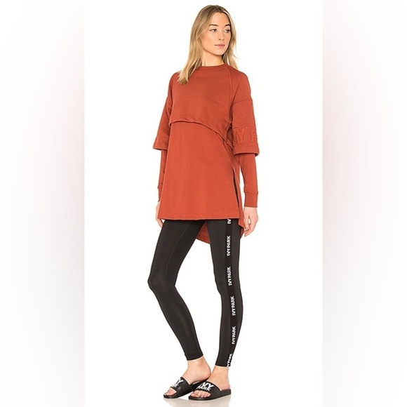 Ivy Park Hybrid Double Layer Sweatshirt Dress in Maroon Size XXS - Picture 4 of 10